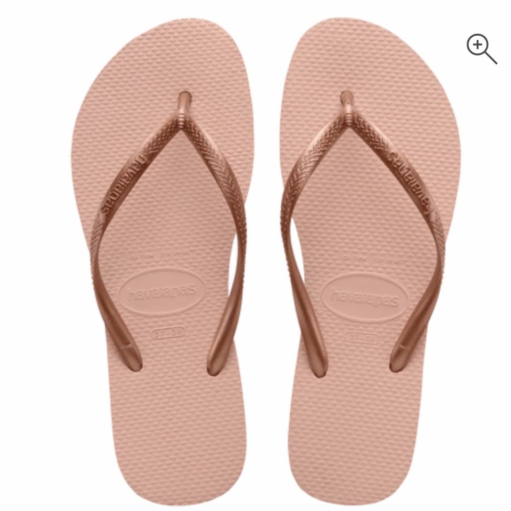 Havaianas Women's Blush Pink platform Flip Flops with Metallic Rose Gold Straps